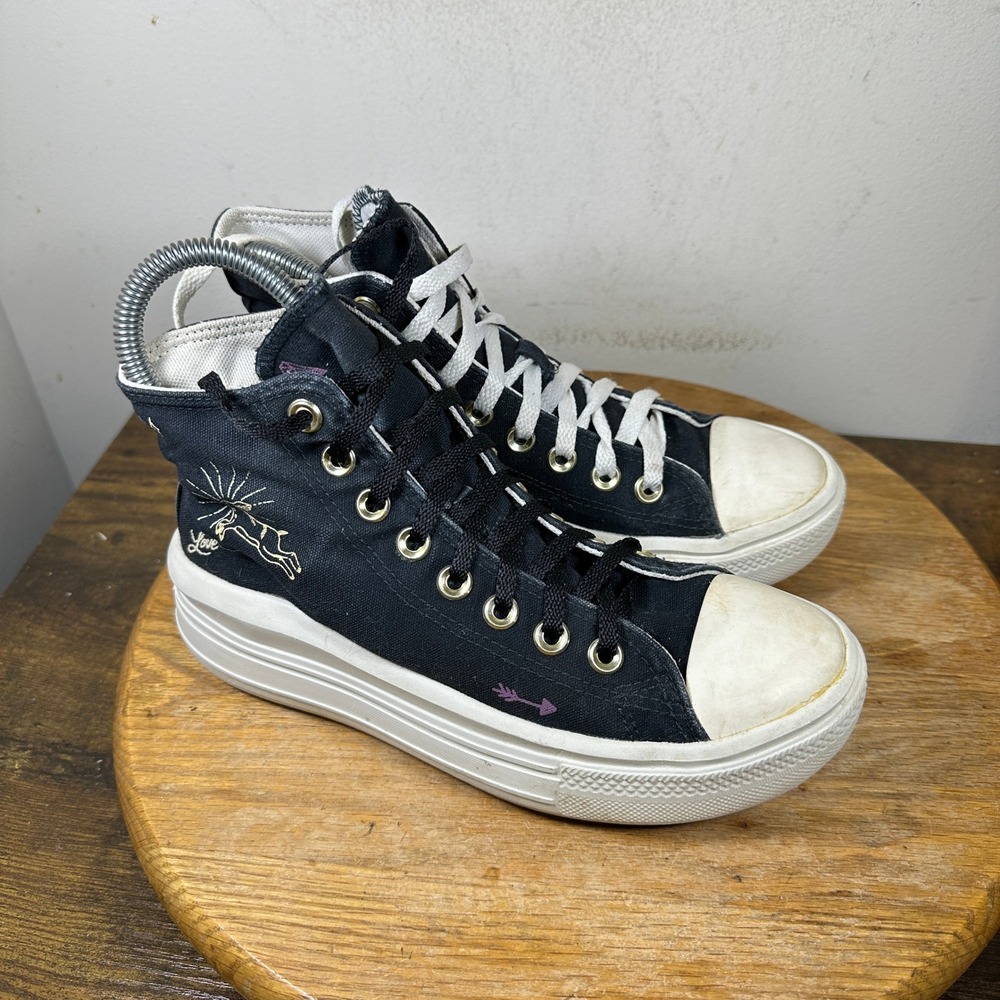 Converse Chuck Taylor All Star Move Black Platform Womens Sneakers A07136C 6.5